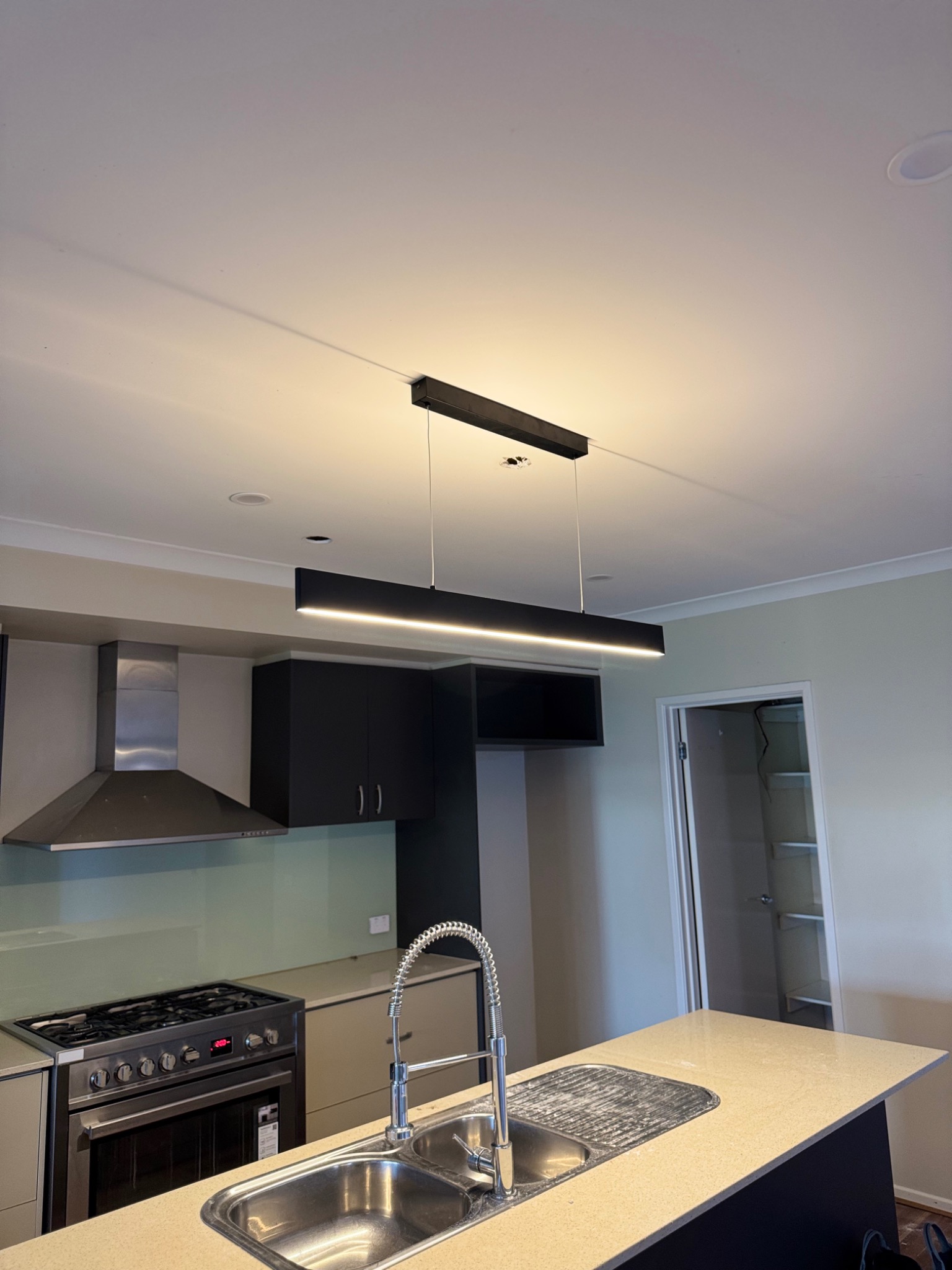 Modern kitchen pendant installation